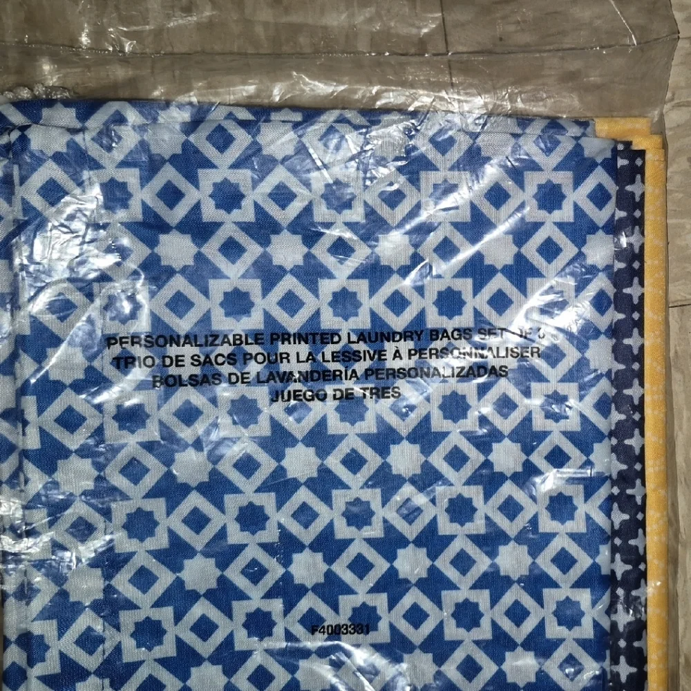 Avon Personalizable Printed Laundry Bag - Set of 3: Yellow, Royal & Navy 27